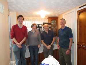 James, Philippa, Bob and Rolfe on pottery sorting duty